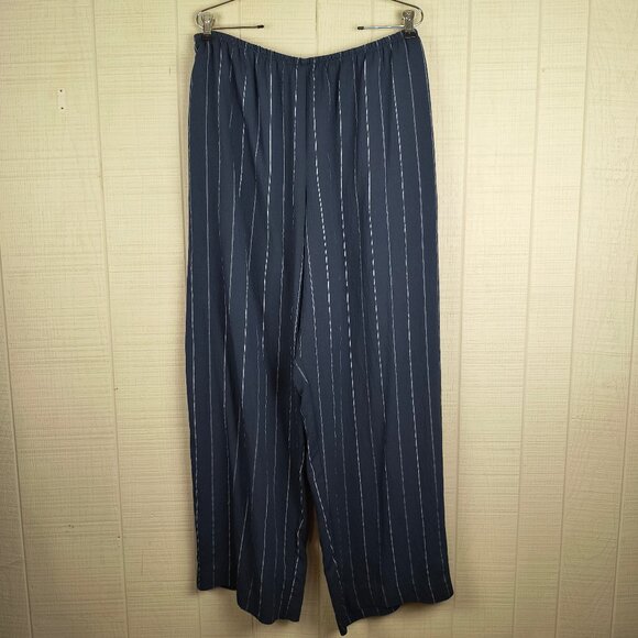 Vince Wide Leg Navy Stripe Pants Loose Fit Pull On XXL - Picture 1 of 5